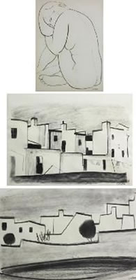 NUDE; ROOF TOPS 1; and ROOF TOPS 2, three