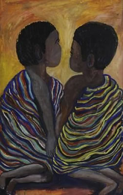 TWO GIRLS by Gladys Mgudlandlu - Auction record, sale price, and art valuation. Compare with similar artists and explore comparable artworks.