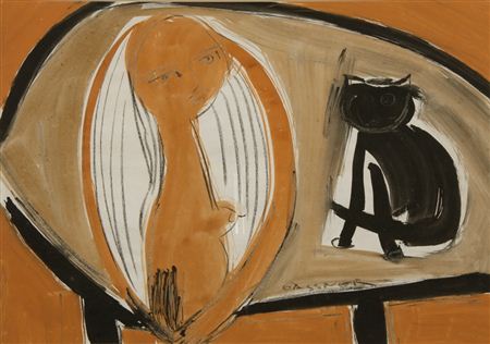 FIGURE WITH A CAT by Charles (Carel Antoon) Gassner - Auction record, sale price, and art valuation. Compare with similar artists and explore comparable artworks.