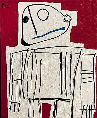 ABSTRACT FIGURE WITH RED BACKGROUND