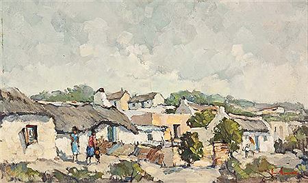 FIGURES OUTSIDE COTTAGES