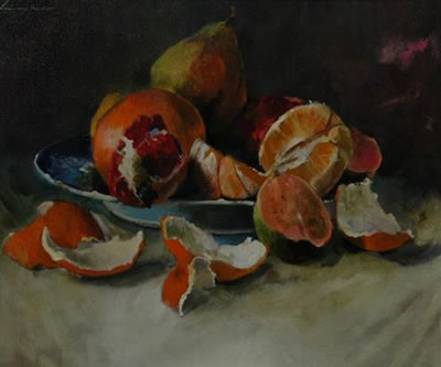 STILL LIFE WITH ORANGES AND POMEGRANATES by Louis Van Heerden - Auction record, sale price, and art valuation. Compare with similar artists and explore comparable artworks.