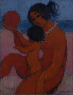 A CHILD PLAYING WITH A BALL