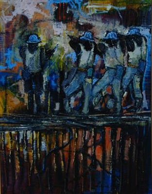 MINE WORKERS by Ephraim Mojalefa Ngatane - Auction record, sale price, and art valuation. Compare with similar artists and explore comparable artworks.