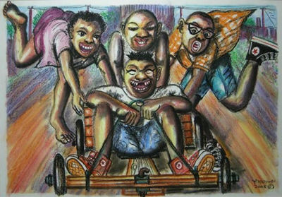 Sample artwork by Thomas Tommy Trever Motswai (Born 1963), known for painting - View similar artists and auction records