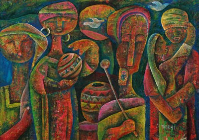 GATHERING by Martin Qgibinsizi Tose - Auction record, sale price, and art valuation. Compare with similar artists and explore comparable artworks.