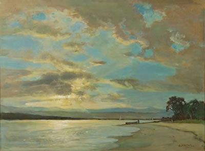 SUN SETTING OVER THE WATER