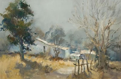 FARM BUILDINGS BY A SLOPING LANE by Ruth Audrey Squibb - Auction record, sale price, and art valuation. Compare with similar artists and explore comparable artworks.