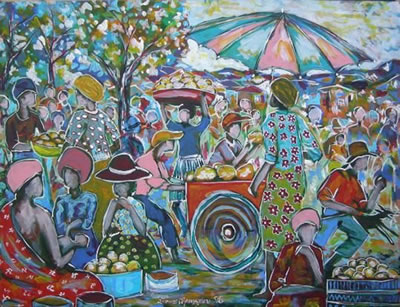 A MARKET SCENE by Sabela Judus Mahlangu - Auction record, sale price, and art valuation. Compare with similar artists and explore comparable artworks.