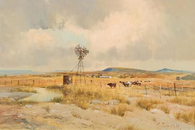 COWS GRAZING NEAR A WINDMILL by Christopher Tugwell - Auction record, sale price, and art valuation. Compare with similar artists and explore comparable artworks.