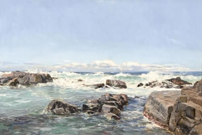 BREAKING WAVES ON THE ROCKS by Cecil Thornley Stewart - Auction record, sale price, and art valuation. Compare with similar artists and explore comparable artworks.