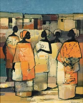 AFRICAN WOMEN IN CONVERSATION by Johannes (Jan) Wilhelmus Dingemans - Auction record, sale price, and art valuation. Compare with similar artists and explore comparable artworks.