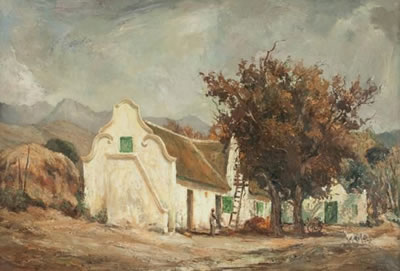 WORKER IN A CAPE DUTCH FARMYARD