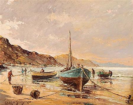 FISHERMEN LANDING THEIR BOATS