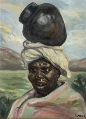 AFRICAN WOMAN BEARING A POT