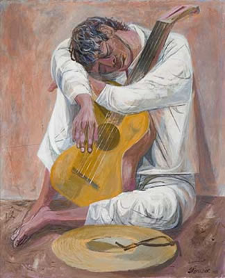 Seated Man with a Guitar by Anton Refregier - Auction record, sale price, and art valuation. Compare with similar artists and explore comparable artworks.