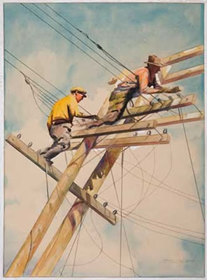 Men Working on Power Lines
