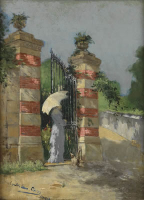 Lady with a Parasol at a Gate