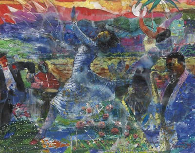 Sample artwork by Louis J Delsarte (1944 - 2020), known for abstract symbolist mixed-media figure and genre easel and mural painting, teaching - View similar artists and auction records