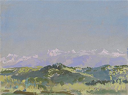 Three landscape watercolors.