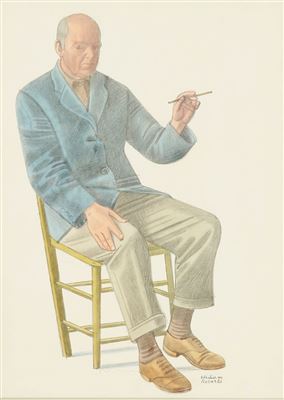 Portrait of William Roberts: SELF PORTRAIT SITTING ON A CHAIR