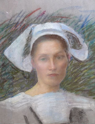 Portrait de jeune femme en coiffe