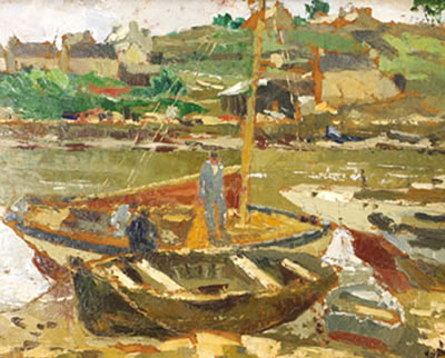 Barques au sec rivière d'Auray