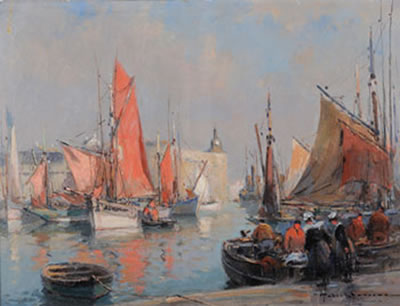 Sample artwork by Robert Laroche (1896 - 1974), known for seascape, marine, figure, portrait painting (brittany) - View similar artists and auction records