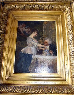 "Afternoon Tea with Two Figures"