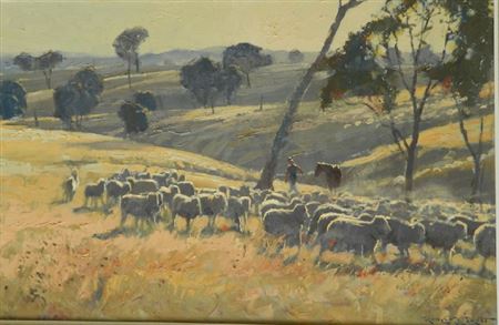 Sheep Country, Gundagi by Robert Lovett - Auction record, sale price, and art valuation. Compare with similar artists and explore comparable artworks.