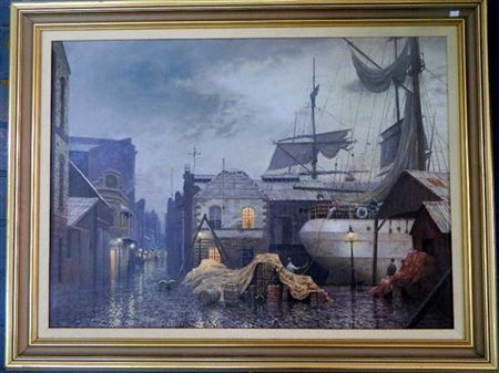 Evening Light at the Docks by Falk Kautzner - Auction record, sale price, and art valuation. Compare with similar artists and explore comparable artworks.