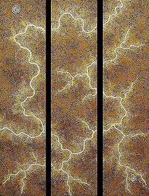 Earth Images Triptych by William King Jungala - Auction record, sale price, and art valuation. Compare with similar artists and explore comparable artworks.
