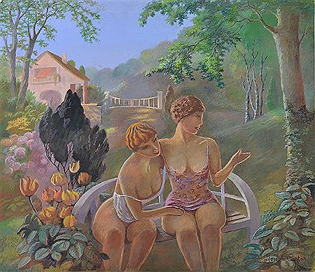 DEUX JEUNES FILLES SUR UN BANC