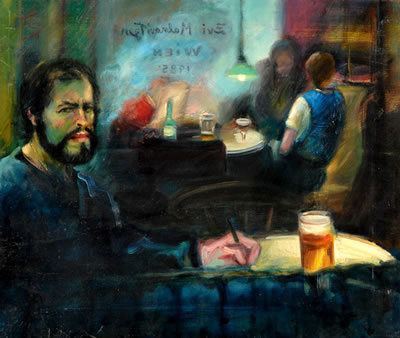 Portrait of Zvi Malnovitzer: Self-Portrait in a Bar
