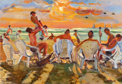 Sunset on Herzliya Beach by Margarita Naot - Auction record, sale price, and art valuation. Compare with similar artists and explore comparable artworks.