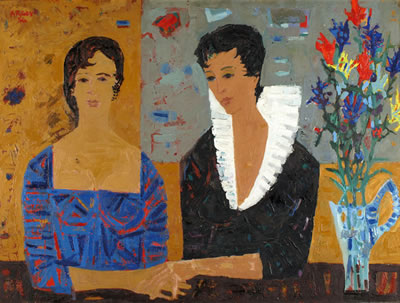 Women and Vase by Michael Argov - Auction record, sale price, and art valuation. Compare with similar artists and explore comparable artworks.
