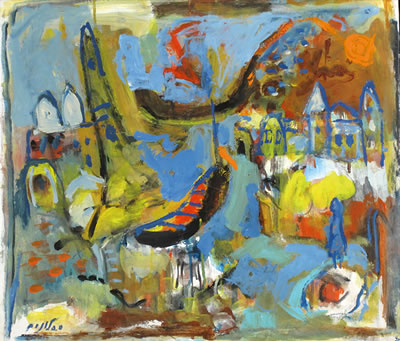Sample artwork by Sima Slonim (1910 - 1999), known for abstraction, landscape and figurative painting - View similar artists and auction records