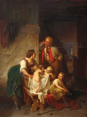Mother Washing Her Child