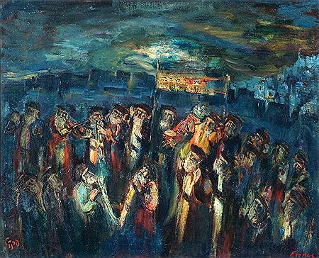 Simchat Torah in Safed by Yitzhak Frenkel-Frenel - Auction record, sale price, and art valuation. Compare with similar artists and explore comparable artworks.