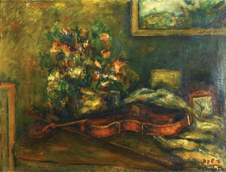 Violin and flowers