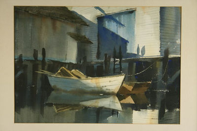 Rowboat at Dock by George Shedd - Auction record, sale price, and art valuation. Compare with similar artists and explore comparable artworks.
