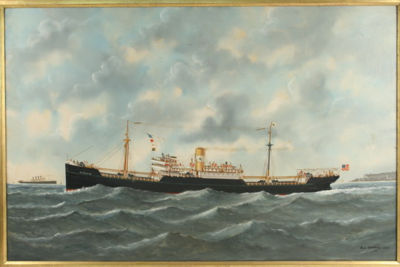 Ship's Portrait of Steamship Freighter 'Antinoni', Blue Star Line