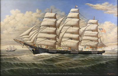 SHIP PORTRAIT 'GRACE ROSS, JOHN G. PENDLETON, MASTER, SEARSPORT, BUILT IN BELFAST, 1859