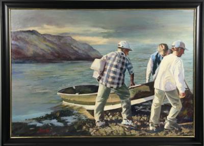 Three Men with a Dory, Monhegan Island, Maine