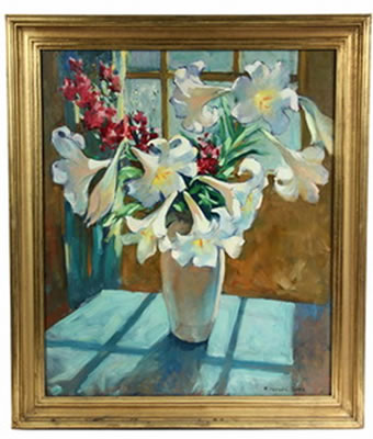 Still Life of Easter Lilies in vase