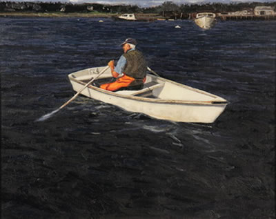 Fisherman Rowing Dinghy by Ronald Frontin - Auction record, sale price, and art valuation. Compare with similar artists and explore comparable artworks.