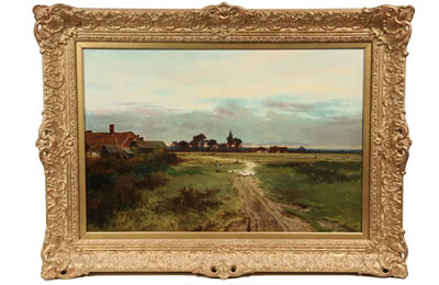 Girl with Geese on Uplands Lane by Leopold Rivers - Auction record, sale price, and art valuation. Compare with similar artists and explore comparable artworks.