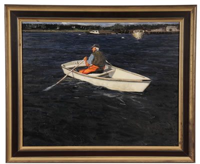 Fisherman Rowing Dinghy