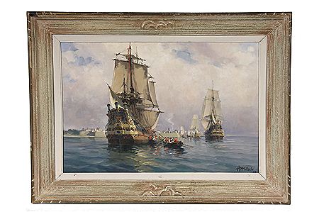 Fortified Harbor, Troops Disembarking from Galleons