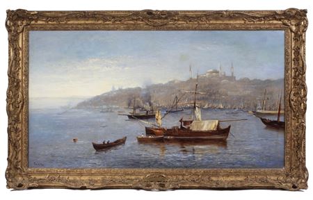 "A Misty Morning - The Mosque Santa Sophia & Golden Horn, Constantinople"